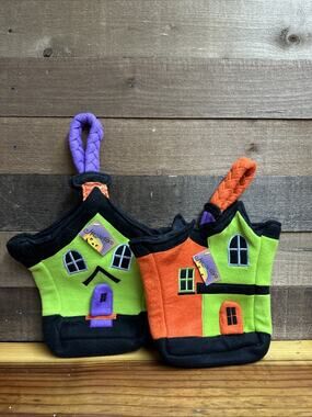 Set Of 2 Felt Haunted House Bags NWT